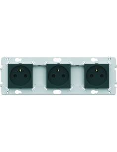 Prise triple 2P+T anthracite HAGER WE123A 2