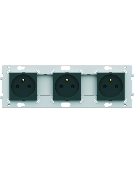 Prise triple 2P+T anthracite HAGER WE123A