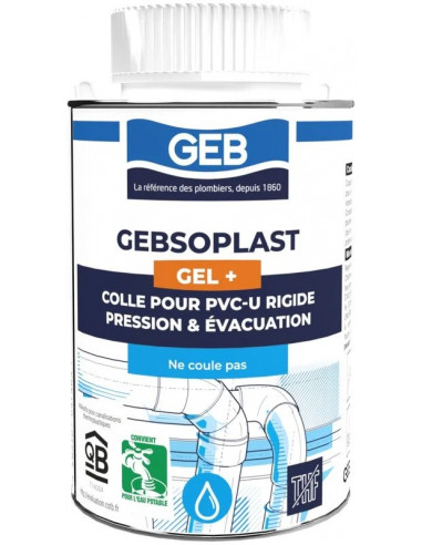 GEBSOPLAST GEL PLUS colle pour raccord en PVC rigide boîte de 250ml avec pinceau 250ML GEB 504748