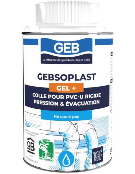 GEBSOPLAST GEL PLUS colle pour raccord en PVC rigide boîte de 250ml avec pinceau 250ML GEB 504748