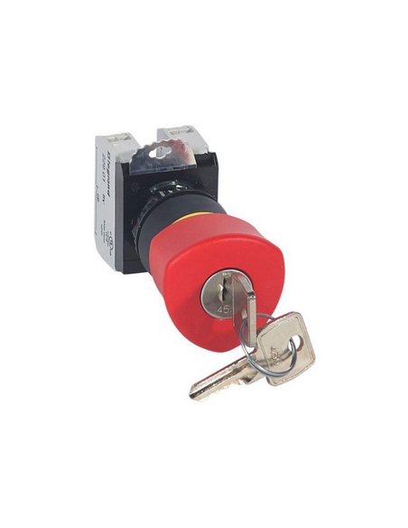 Coup de poing à accrochage non lumineux Osmoz complet IP69 Ø40 EN 418 à clé rouge LEGRAND 023727