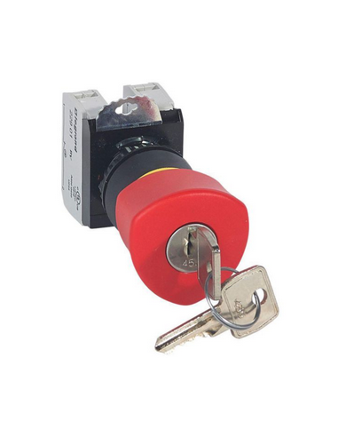 Coup de poing à accrochage non lumineux Osmoz complet IP69 Ø40 EN 418 à clé rouge LEGRAND 023727