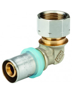 Raccord laiton à sertir Modèle coude Femelle 16X2 1/2" RBM 39021620 2
