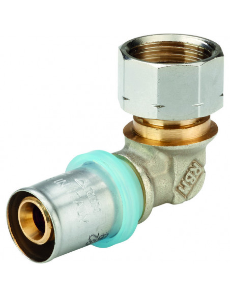 Raccord laiton à sertir Modèle coude Femelle 16X2 1/2" RBM 39021620
