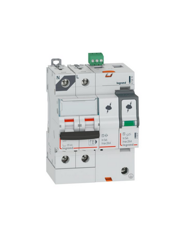 Parafoudre avec protection de court-circuit intégrée type T2 Imax 20kA 1P+N 320V 4 modules LEGRAND 412210