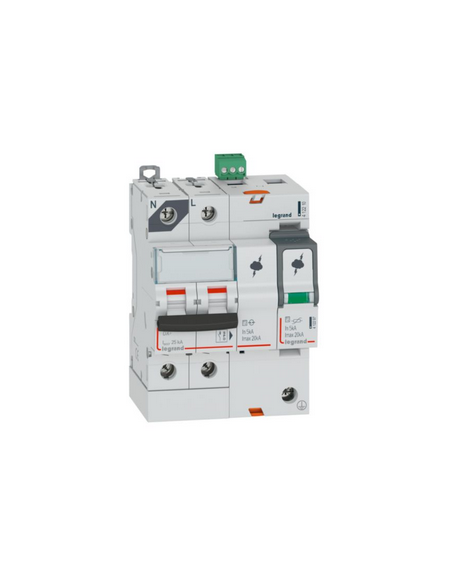 Parafoudre avec protection de court-circuit intégrée type T2 Imax 20kA 1P+N 320V 4 modules LEGRAND 412210