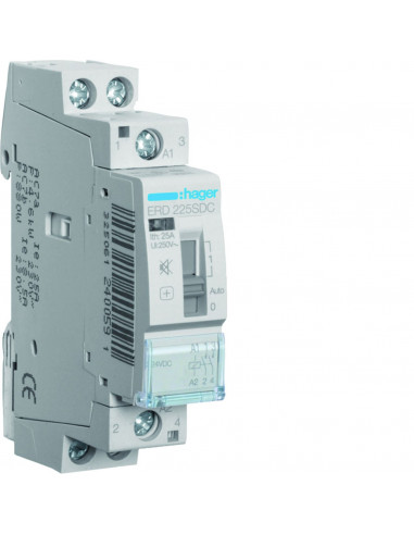 Contacteur silencieux à commande manuelle 25A 2F 24V HAGER ERD225SDC