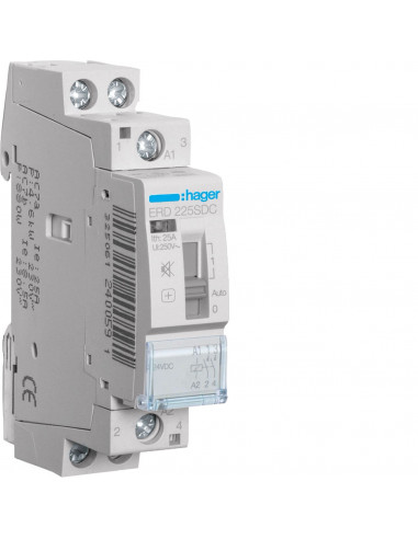 Contacteur silencieux à commande manuelle 25A 2F 24V HAGER ERD225SDC