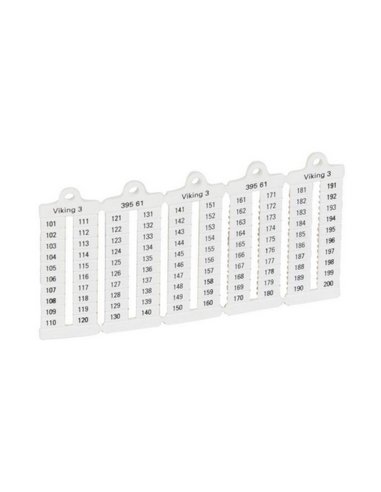 100 repères à lecture verticale pour bloc de jonction viking 3 pas 5mm avec chiffres 101 à 200 LEGRAND 039561