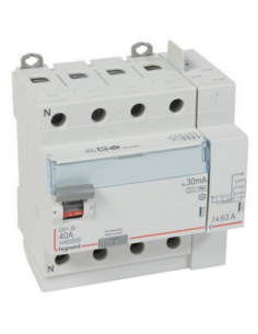 Interrupteur différentiel DX³-ID arrivée haut vis départ haut auto 4 Pôles 400V~ 40A type F 30mA 5 modules LEGRAND 411658 2