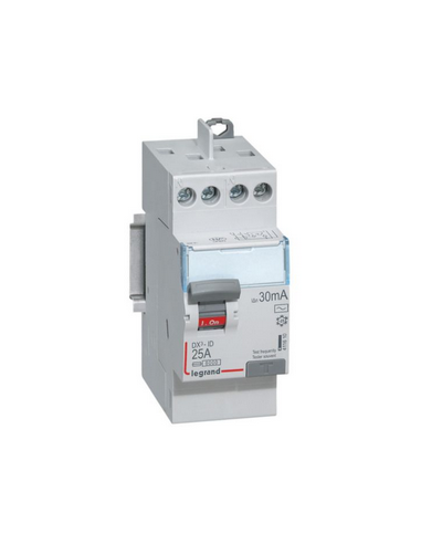Interrupteur différentiel bipolaire 2 Pôles type AC 30mA arrivée haut/départ haut vis 25A LEGRAND 092829