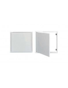Trappe de visite montage applique acier finition blanc ouverture sur charnières verrouillage par pushpull Taille NATHER 999292