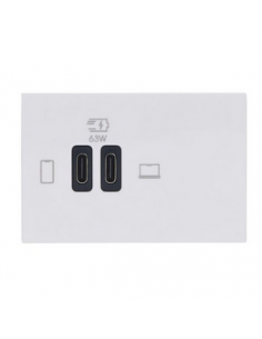 Prise double USB Mosaic Type-C 63W Power Delivery 3 modules blanc LEGRAND 077673L