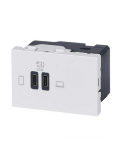 Prise double USB Mosaic Type-C 63W Power Delivery 3 modules blanc LEGRAND 077673L 2