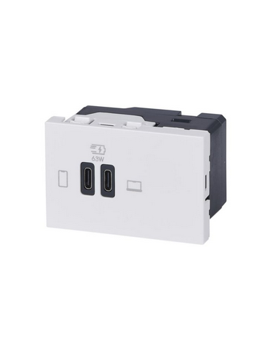 Prise double USB Mosaic Type-C 63W Power Delivery 3 modules blanc LEGRAND 077673L