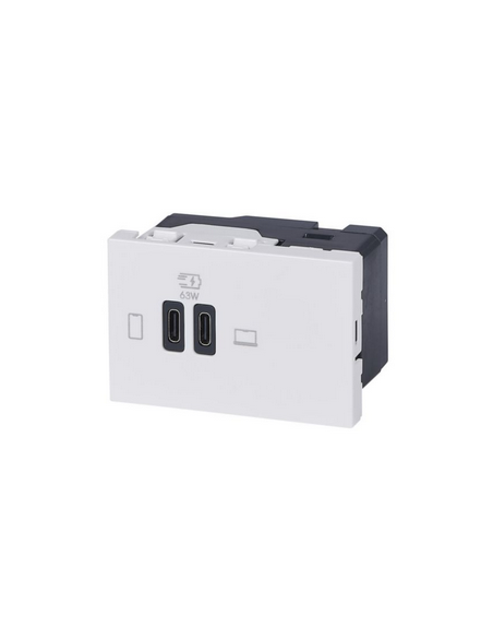 Prise double USB Mosaic Type-C 63W Power Delivery 3 modules blanc LEGRAND 077673L