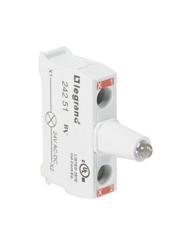 Bloc lumineux LEDs Osmoz pour boîte à boutons raccordement à vis 12V à 24V alternatif ou continu rouge LEGRAND 024251
