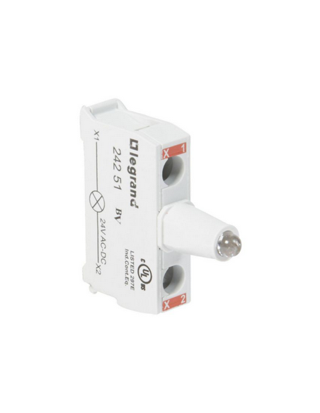 Bloc lumineux LEDs Osmoz pour boîte à boutons raccordement à vis 12V à 24V alternatif ou continu rouge LEGRAND 024251