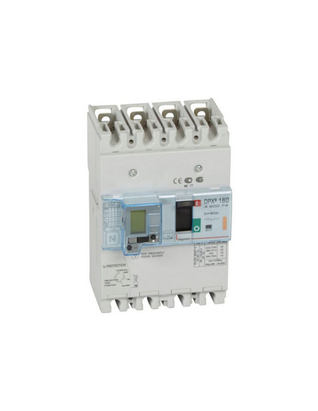 Disjoncteur magnétothermique différentiel DPX³160 pouvoir de coupure 25kA 400V~ 4 Pôles 80A LEGRAND 420074