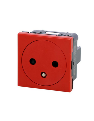 Prise de courant 2P+T Surface Mosaic 2 modules avec connexion par bornes automatiques - rouge antimicrobien LEGRAND 077133