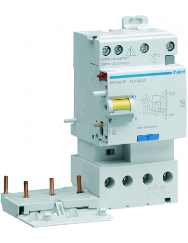 Bloc différentiel double sortie 3P+N 25A 300mA type AC HAGER BFC925F