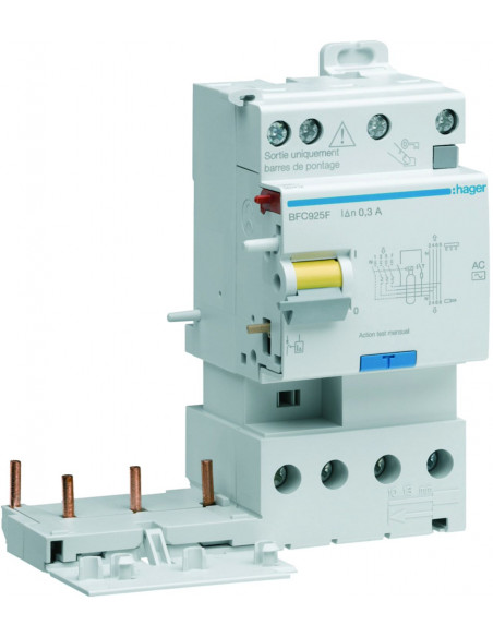 Bloc différentiel double sortie 3P+N 25A 300mA type AC HAGER BFC925F