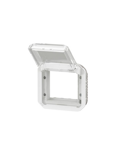 Adaptateur étanche Plexo IP55 pour fonction Mosaic finition blanc à volet transparent LEGRAND 069695L