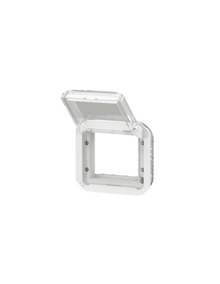 Adaptateur étanche Plexo IP55 pour fonction Mosaic finition blanc à volet transparent LEGRAND 069695L