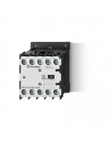 Mini contacteur 24V DC 3NO 9A 400V AC3 4kW AC3 + 1NO 2A 400V AC15 FINDER 6K0490244809PAS
