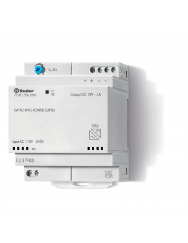 Alimentation 3,3A IN : 110 à 240V AC OUT : 12V DC 36W TBTS FINDER 783612301202PAS