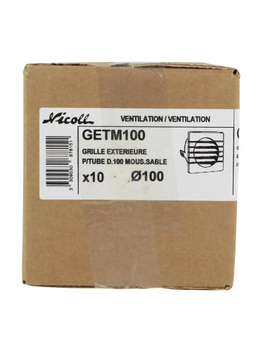 Grille d'aération spéciale façade sable GETM100 pour tube PVC D.100mm NICOLL GETM100