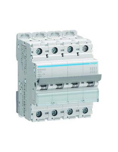 Disjoncteur 4 Pôles 20kA courbe C 40A 4 modules HAGER NRN440