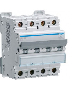 Disjoncteur 4 Pôles 20kA courbe C 40A 4 modules HAGER NRN440