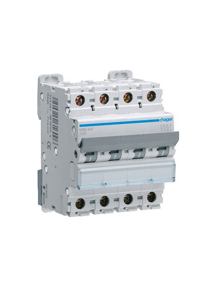 Disjoncteur 4 Pôles 20kA courbe C 40A 4 modules HAGER NRN440