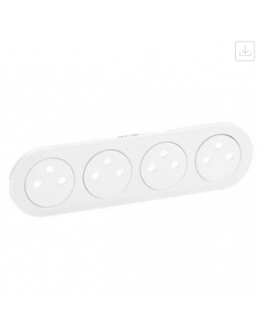 Enjoliveur Céliane pour quadruple prise de courant 2P+T Surface précablée compacte - Blanc LEGRAND 068114 2