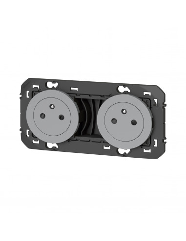 Double prise de courant 2P+T Surface dooxie 16A pré-câblées finition alu LEGRAND 600432