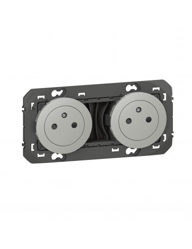 Double prise de courant 2P+T Surface dooxie 16A pré-câblées finition alu LEGRAND 600432