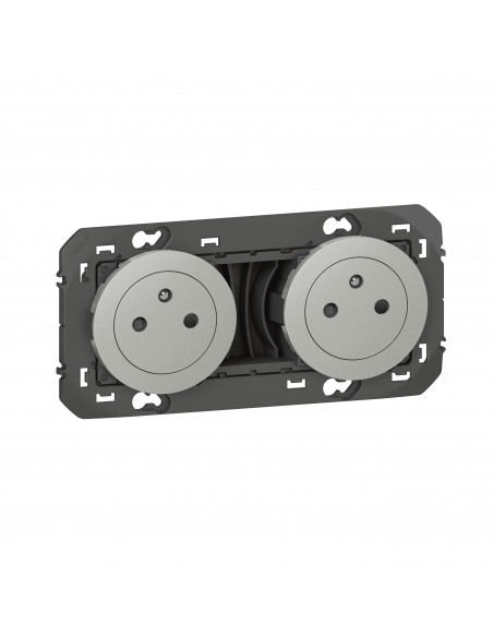 Double prise de courant 2P+T Surface dooxie 16A pré-câblées finition alu LEGRAND 600432