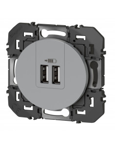 Double prise USB Type-A Dooxie 3A finition alu LEGRAND 600443