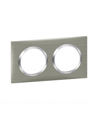 Plaque carrée Dooxie 2 postes finition effet inox brossé LEGRAND 600872