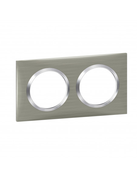 Plaque carrée Dooxie 2 postes finition effet inox brossé LEGRAND 600872
