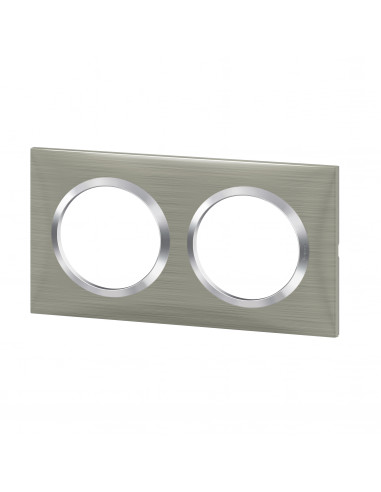 Plaque carrée Dooxie 2 postes finition effet inox brossé LEGRAND 600872