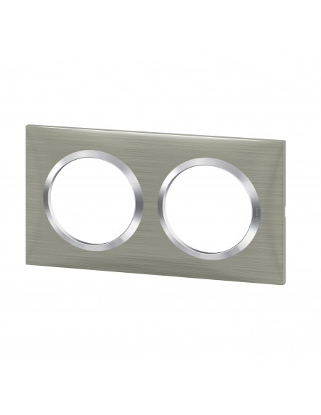 Plaque carrée Dooxie 2 postes finition effet inox brossé LEGRAND 600872