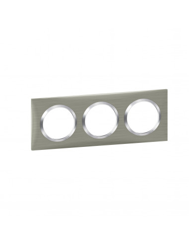 Plaque carrée Dooxie 3 postes finition effet inox brossé LEGRAND 600873