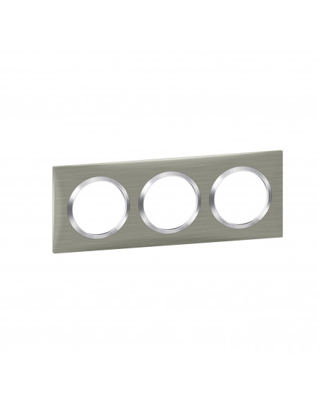 Plaque carrée Dooxie 3 postes finition effet inox brossé LEGRAND 600873