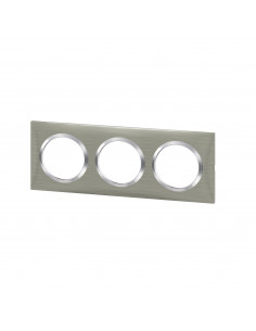 Plaque carrée Dooxie 3 postes finition effet inox brossé LEGRAND 600873
