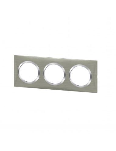 Plaque carrée Dooxie 3 postes finition effet inox brossé LEGRAND 600873