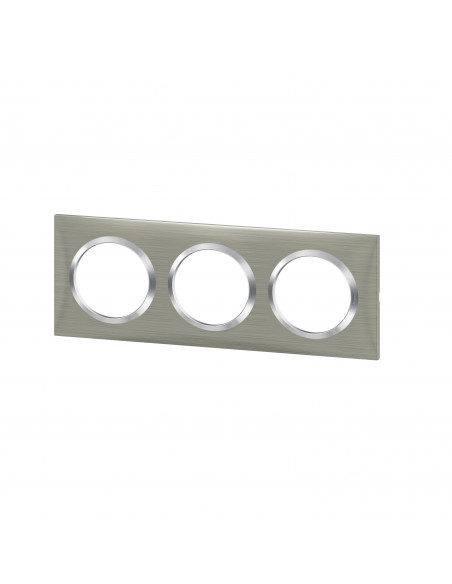 Plaque carrée Dooxie 3 postes finition effet inox brossé LEGRAND 600873