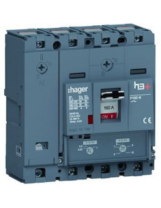 Disjoncteur Boitier Moulé h3+ P160 TM ADJ 4P4D N0-100% LN 160A 25kA CTC HAGER HHS161DC