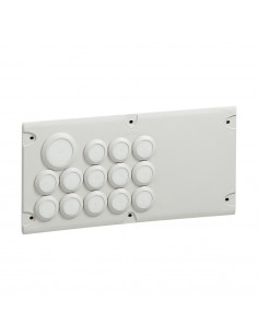 Plaque Cabstop IP55 avec 13 entrées Ø5mm à Ø14mm et 1 sortie Ø14mm à Ø24mm avec 1 réserve LEGRAND 036495